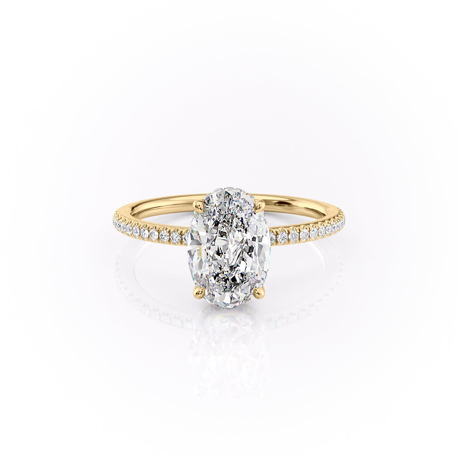 The Pave Margot Set With A 3 Carat Oval Moissanite