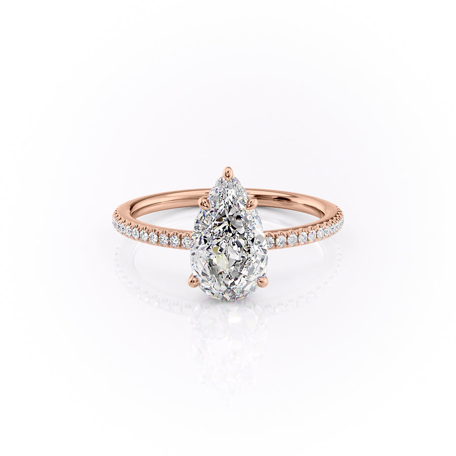 The Pave Margot Set With A 5 Carat Pear Moissanite