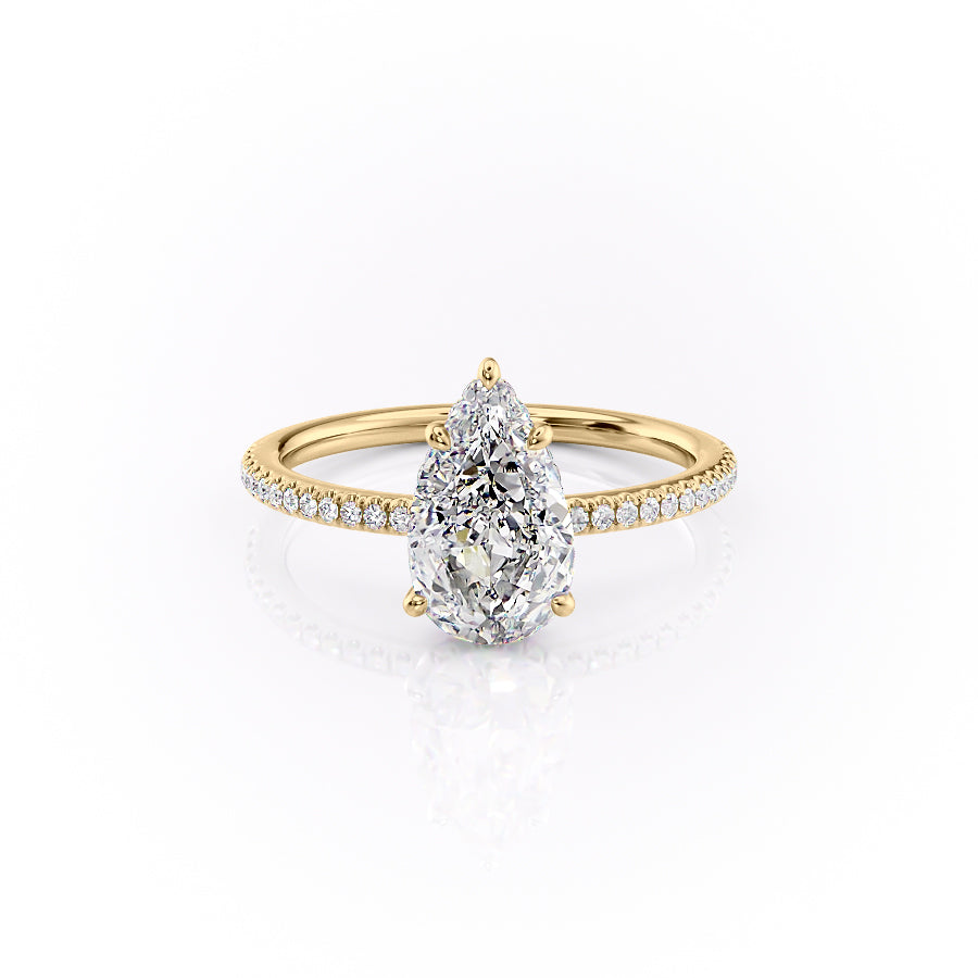 The Pave Margot Set With A 5 Carat Pear Moissanite