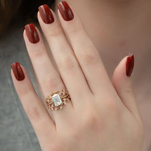 The Katelyn Set With A 1 Carat Emerald Moissanite