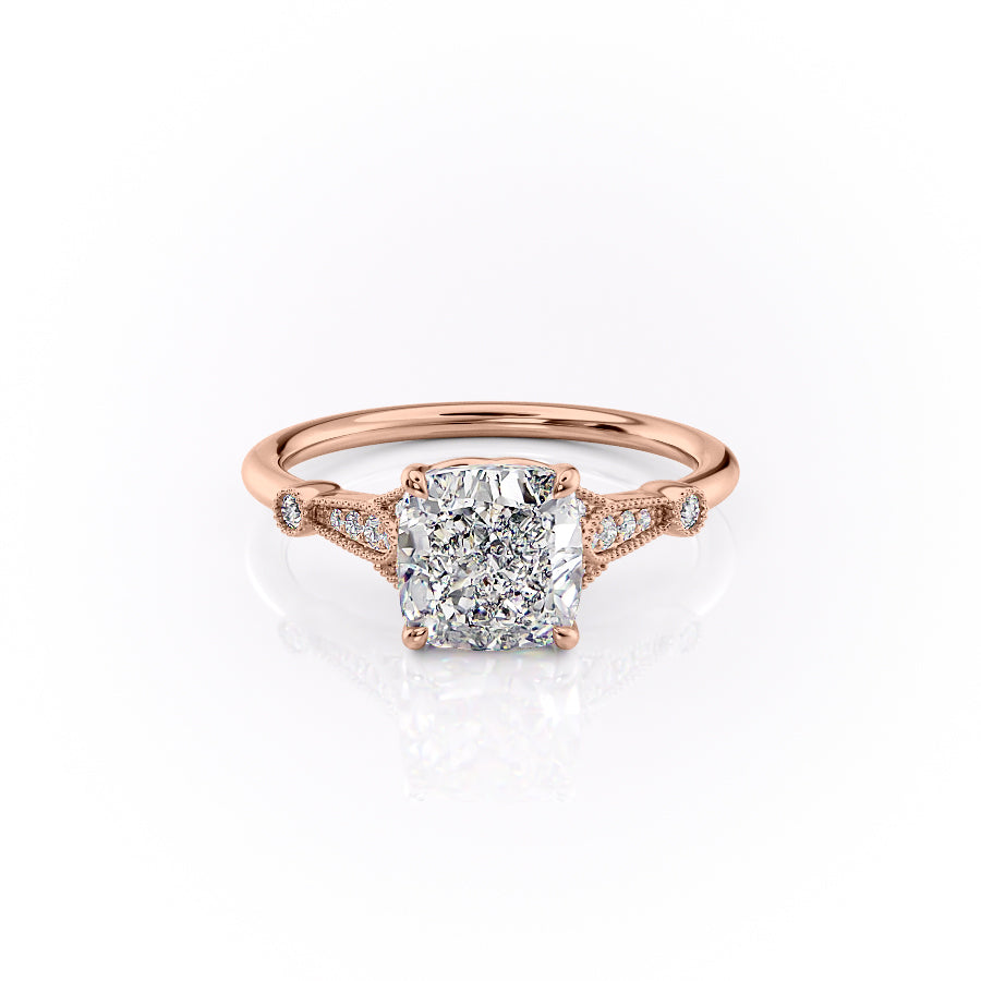 The Stephanie Set With A 3.5 Carat Cushion Moissanite