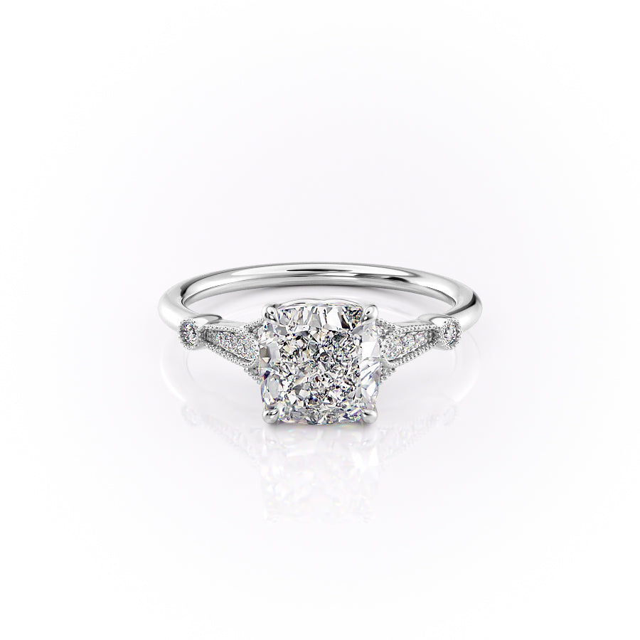 The Stephanie Set With A 2.5 Carat Cushion Lab Diamond
