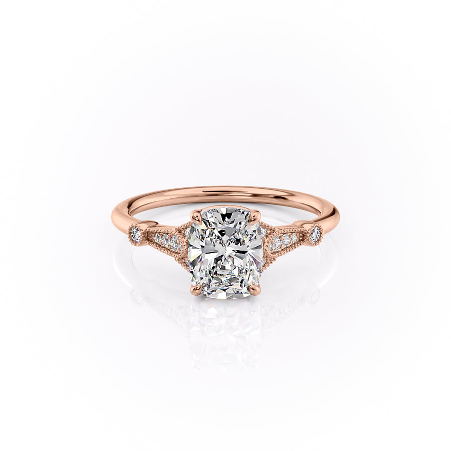 The Stephanie Set With A 3 Carat Elongated Cushion Lab Diamond
