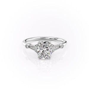 The Stephanie Set With A 1 Carat Elongated Cushion Moissanite