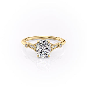 The Stephanie Set With A 3 Carat Elongated Cushion Lab Diamond