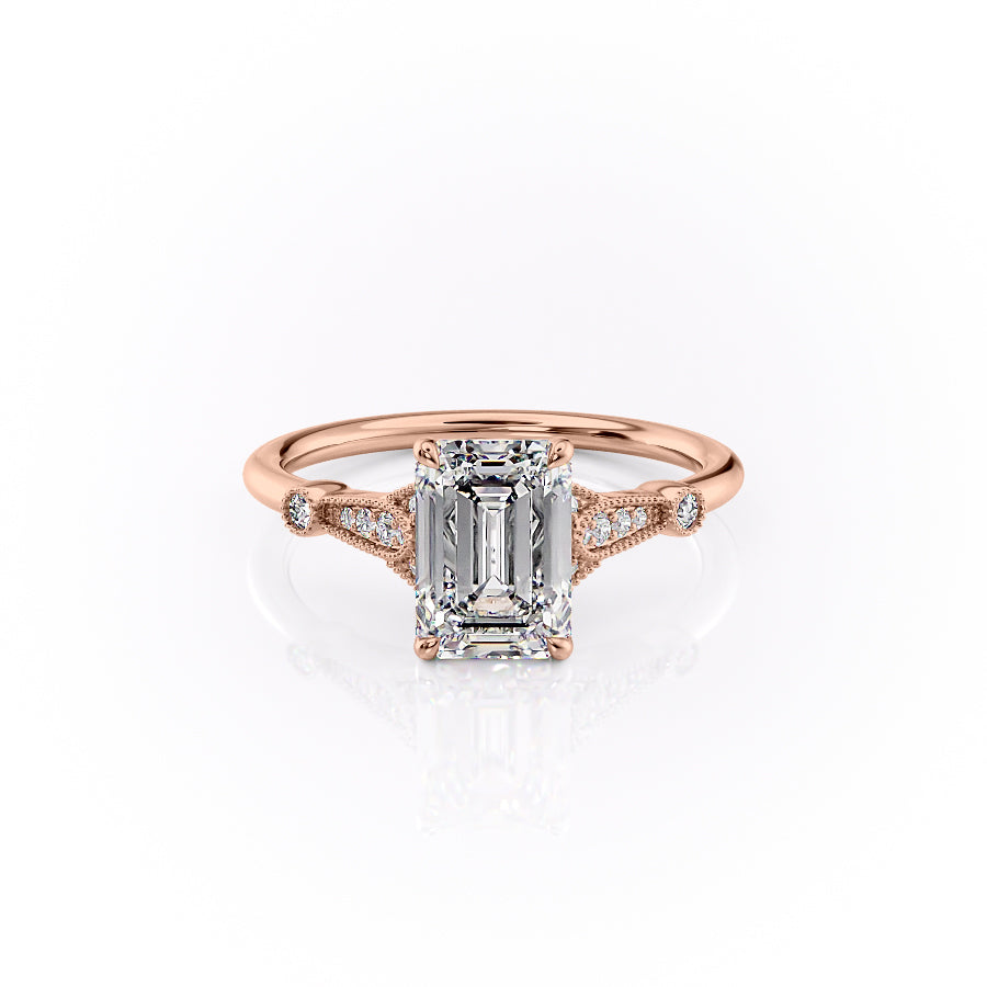 The Stephanie Set With A 5 Carat Emerald Moissanite