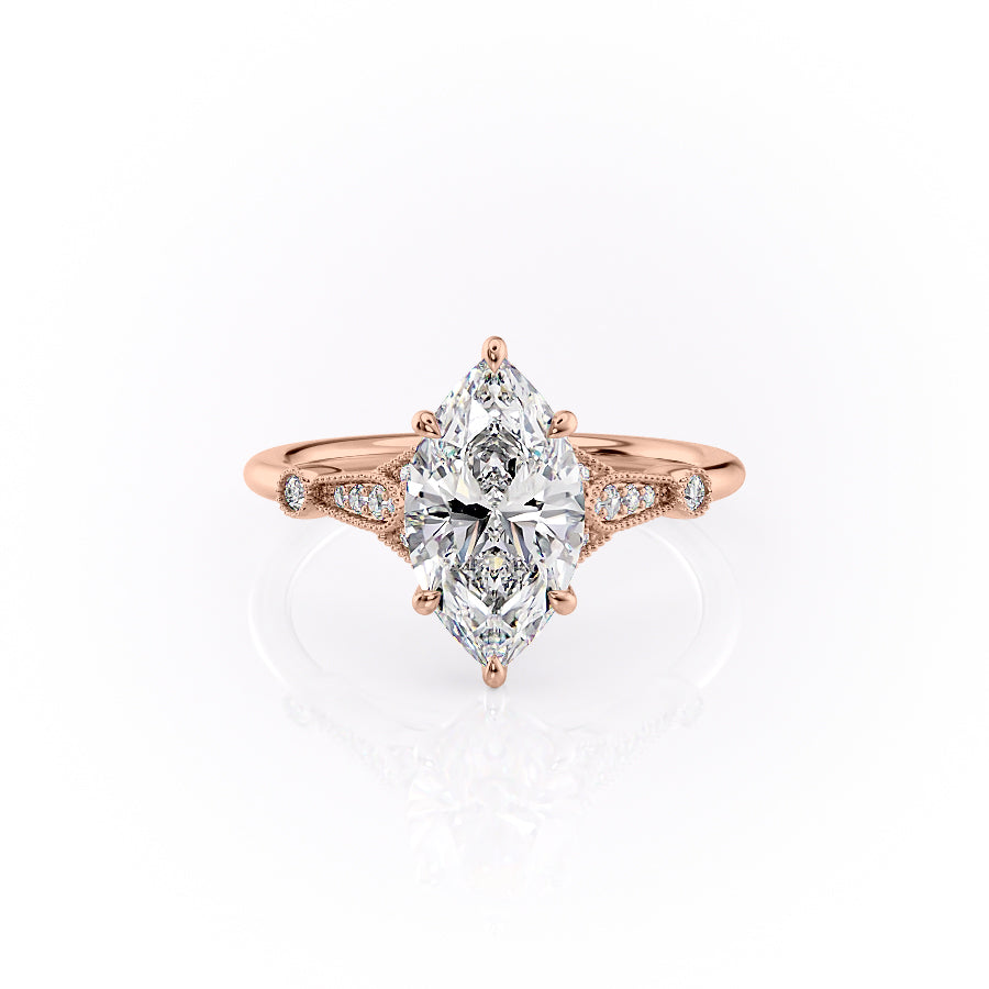 The Stephanie Set With A 2.5 Carat Marquise Moissanite
