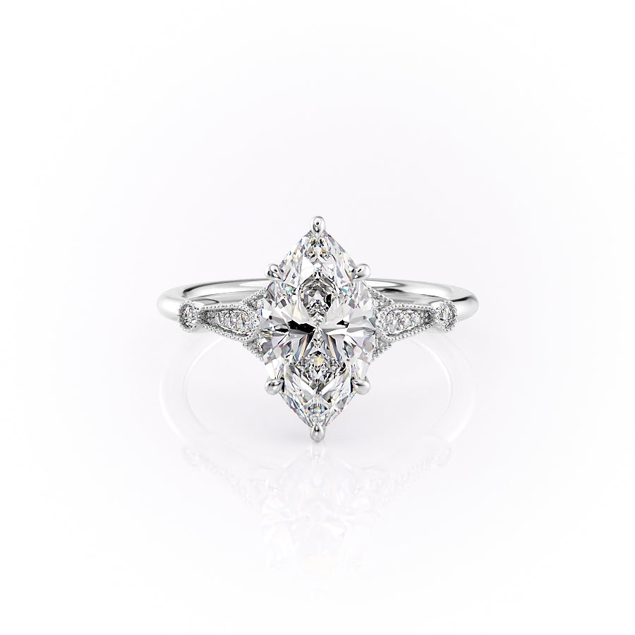 The Stephanie Set With A 4.5 Carat Marquise Moissanite