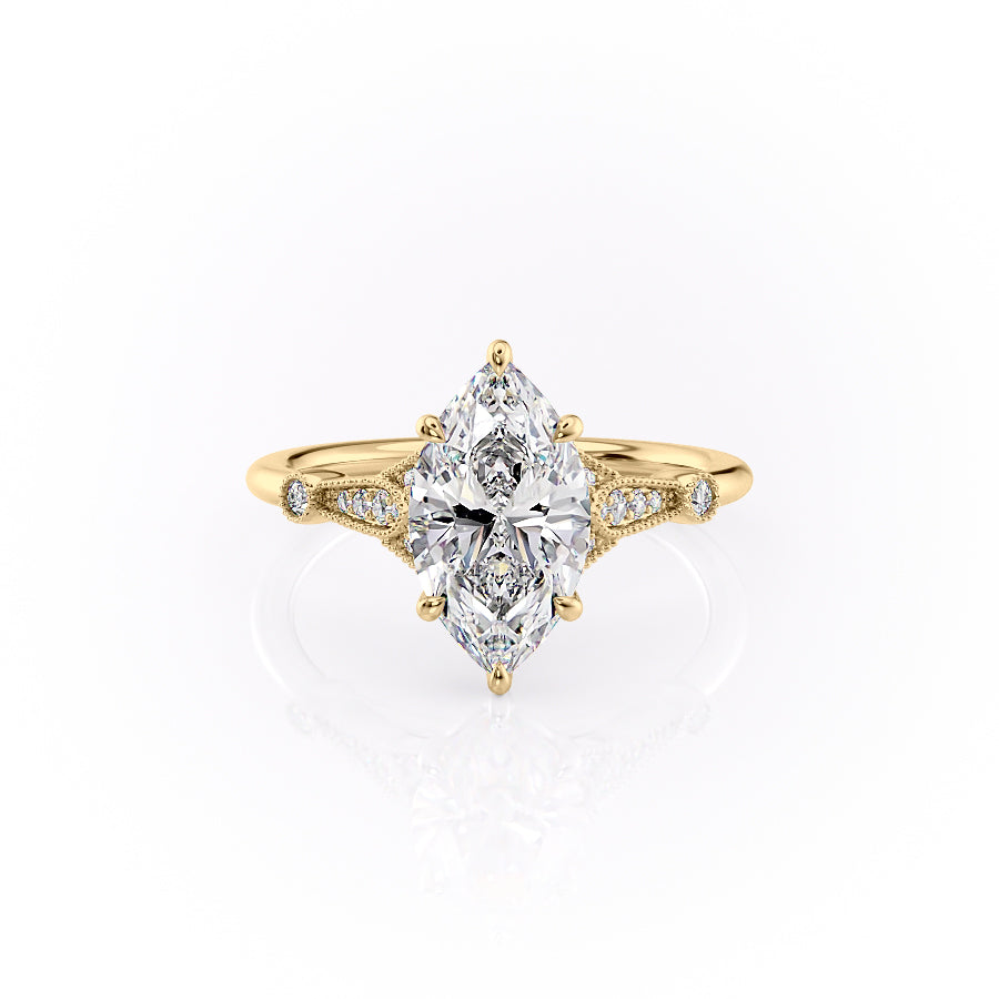 The Stephanie Set With A 1.5 Carat Marquise Lab Diamond