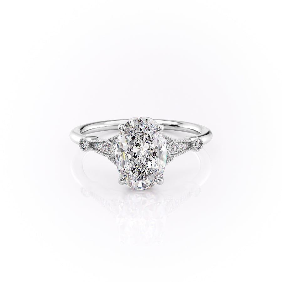 The Stephanie Set With A 4.5 Carat Oval Moissanite