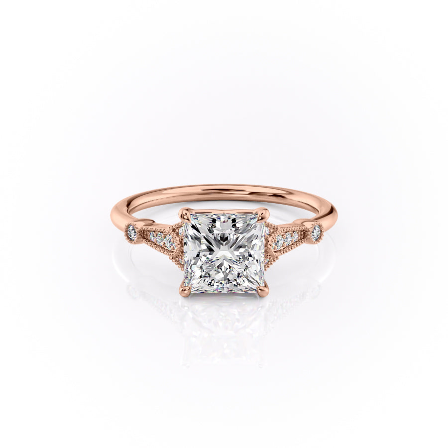 The Stephanie Set With A 1 Carat Princess Moissanite