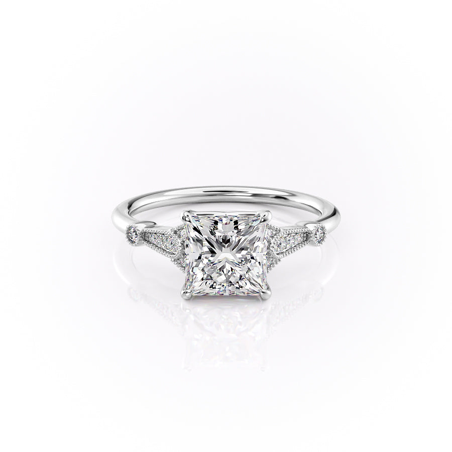 The Stephanie Set With A 1.5 Carat Princess Moissanite