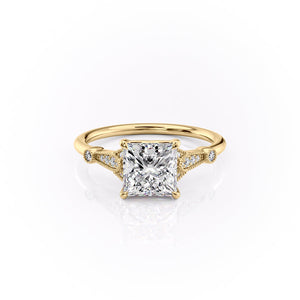 The Stephanie Set With A 2.5 Carat Princess Lab Diamond