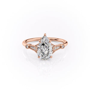 The Stephanie Set With A 1.5 Carat Pear Moissanite