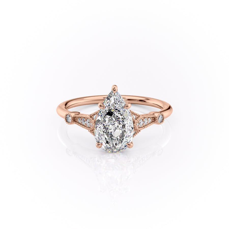 The Stephanie Set With A 1 Carat Pear Moissanite