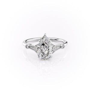 The Stephanie Set With A 5 Carat Pear Moissanite