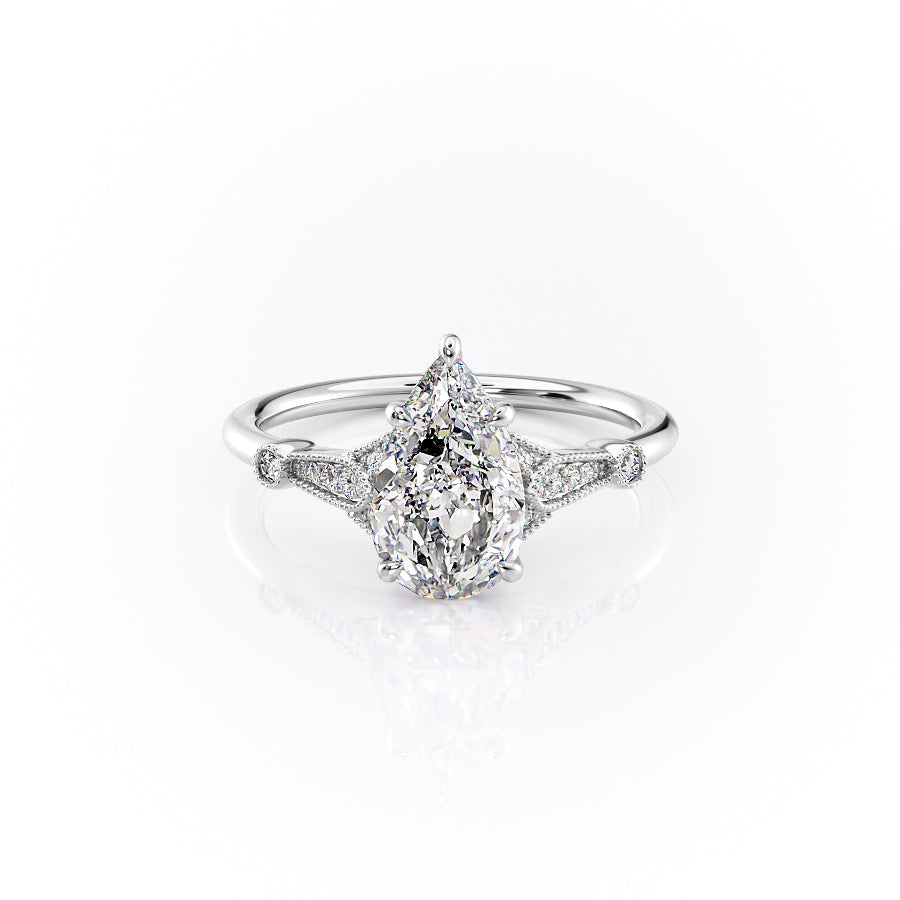 The Stephanie Set With A 2 Carat Pear Moissanite