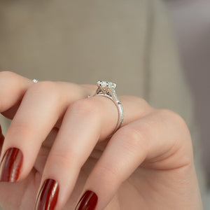 The Stephanie Set With A 2.5 Carat Pear Moissanite