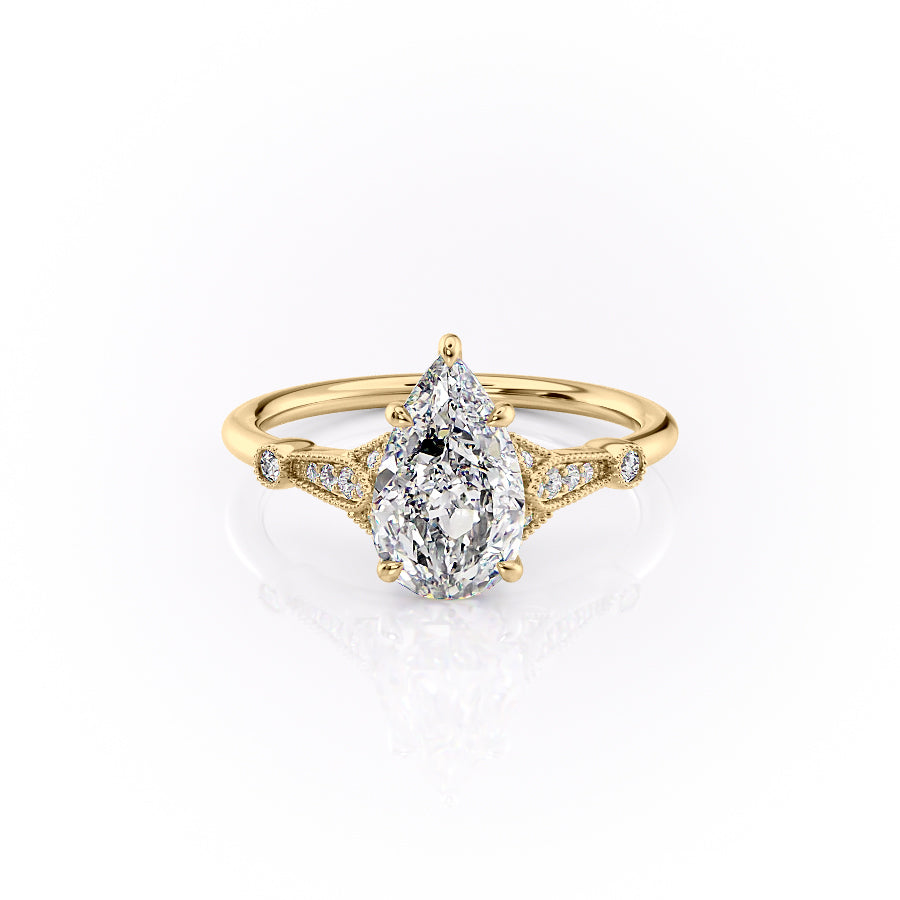 The Stephanie Set With A 3 Carat Pear Moissanite