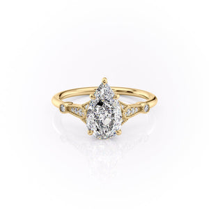 The Stephanie Set With A 3 Carat Pear Lab Diamond