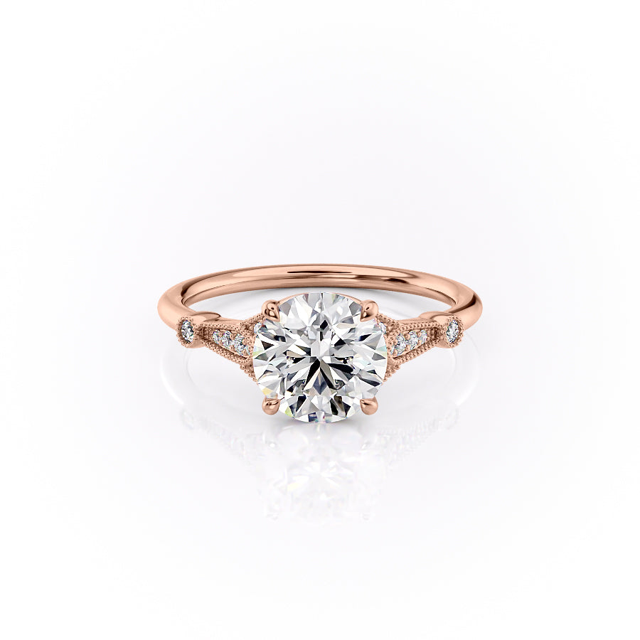 The Stephanie Set With A 5 Carat Round Moissanite