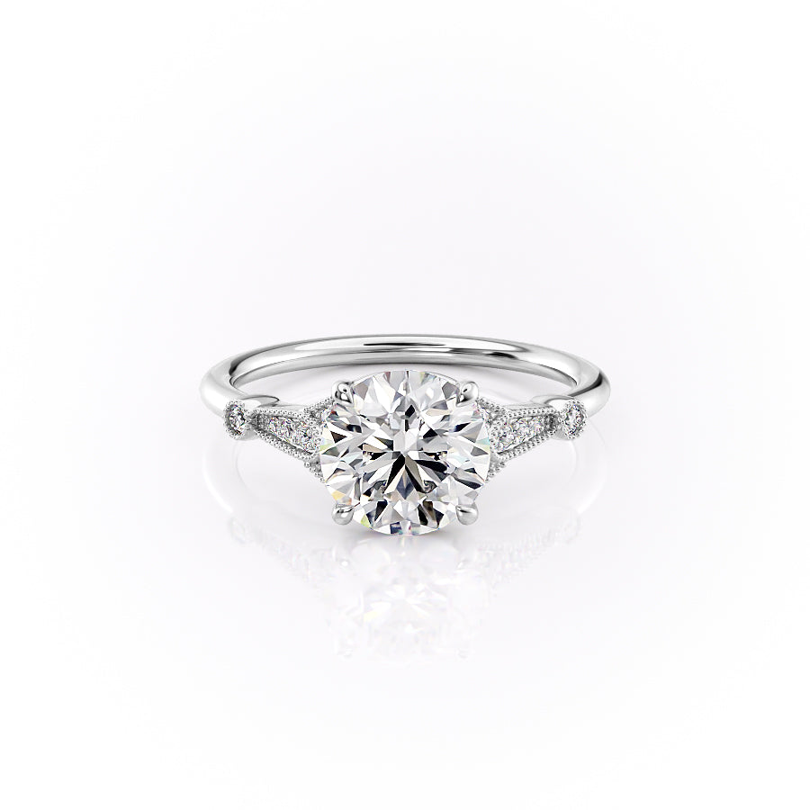 The Stephanie Set With A 4.5 Carat Round Moissanite