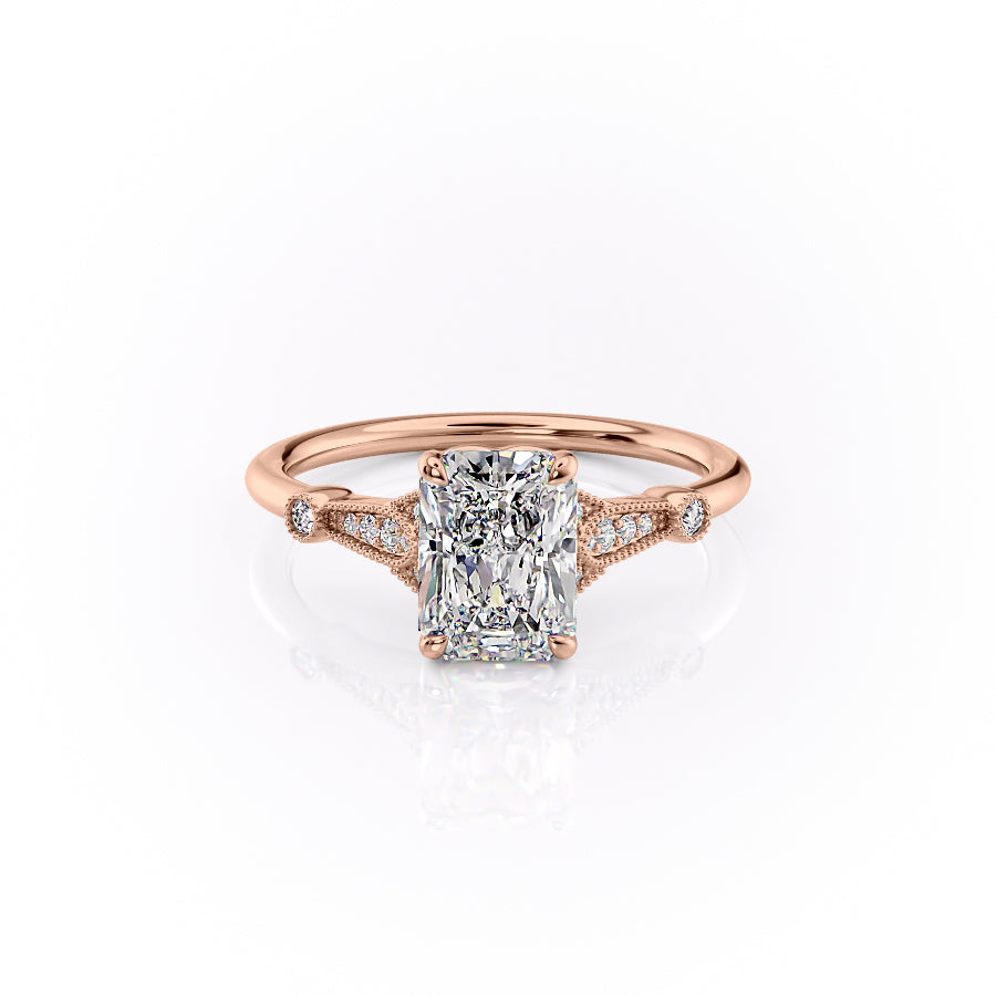 The Stephanie Set With A 3.5 Carat Radiant Moissanite