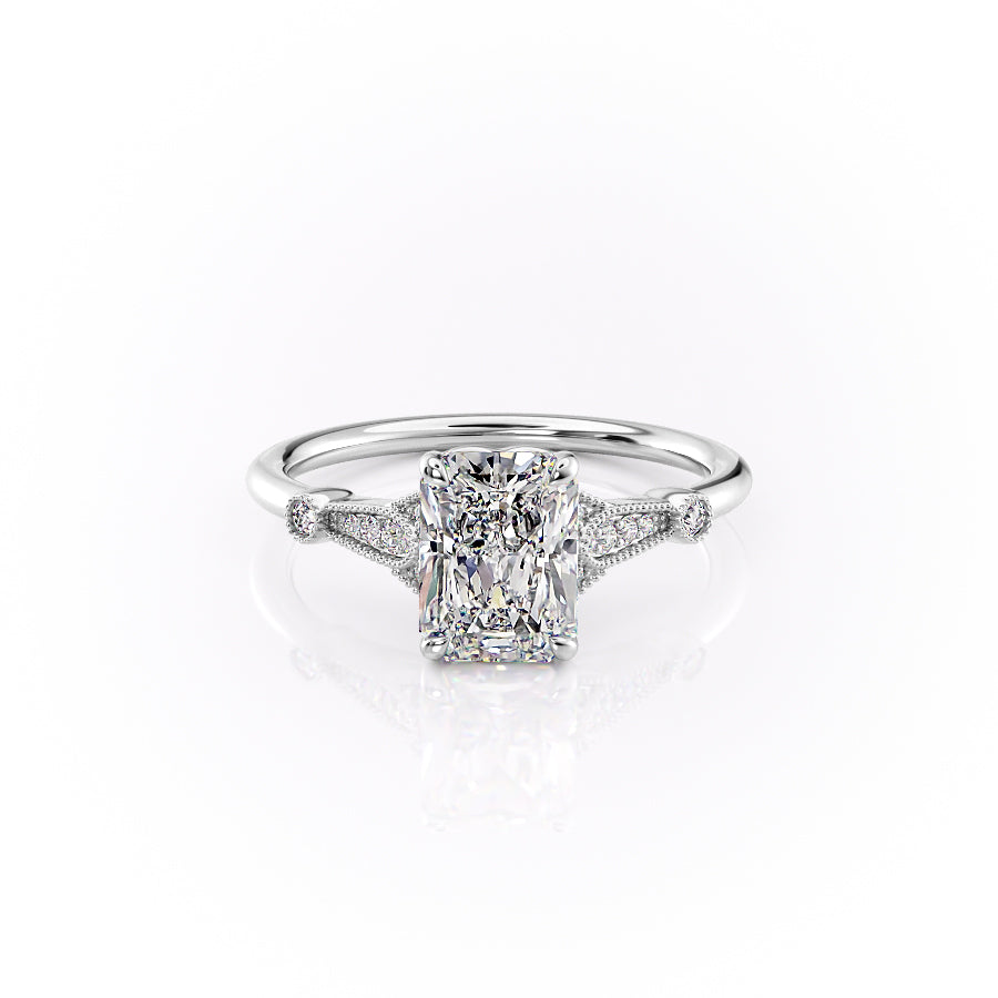 The Stephanie Set With A 3.5 Carat Radiant Moissanite