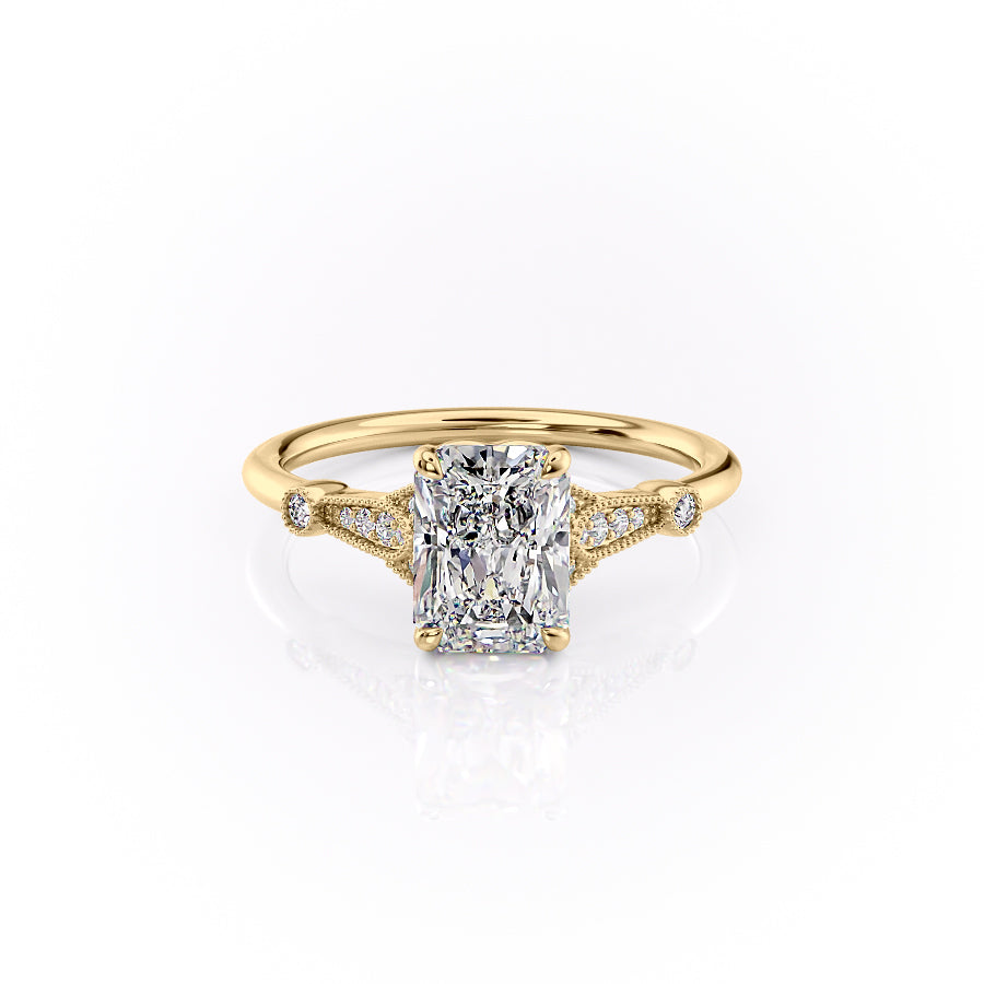 The Stephanie Set With A 3 Carat Radiant Moissanite