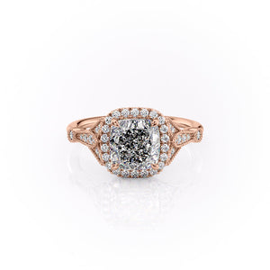 The Halo Stephanie Set With A 1.5 Carat Cushion Moissanite