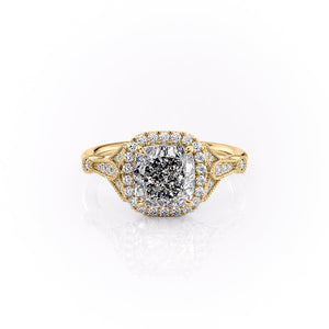 The Halo Stephanie Set With A 3 Carat Cushion Lab Diamond