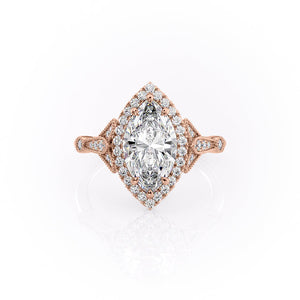The Halo Stephanie Set With A 1.5 Carat Marquise Lab Diamond