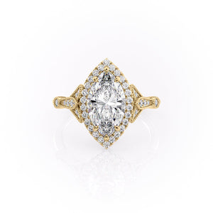 The Halo Stephanie Set With A 4.5 Carat Marquise Moissanite