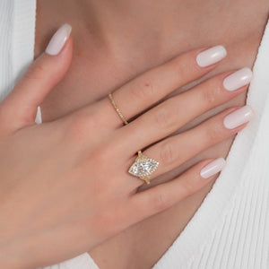 The Halo Stephanie Set With A 1.5 Carat Marquise Lab Diamond