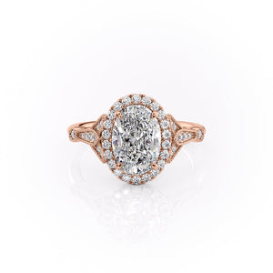 The Halo Stephanie Set With A 1 Carat Oval Lab Diamond