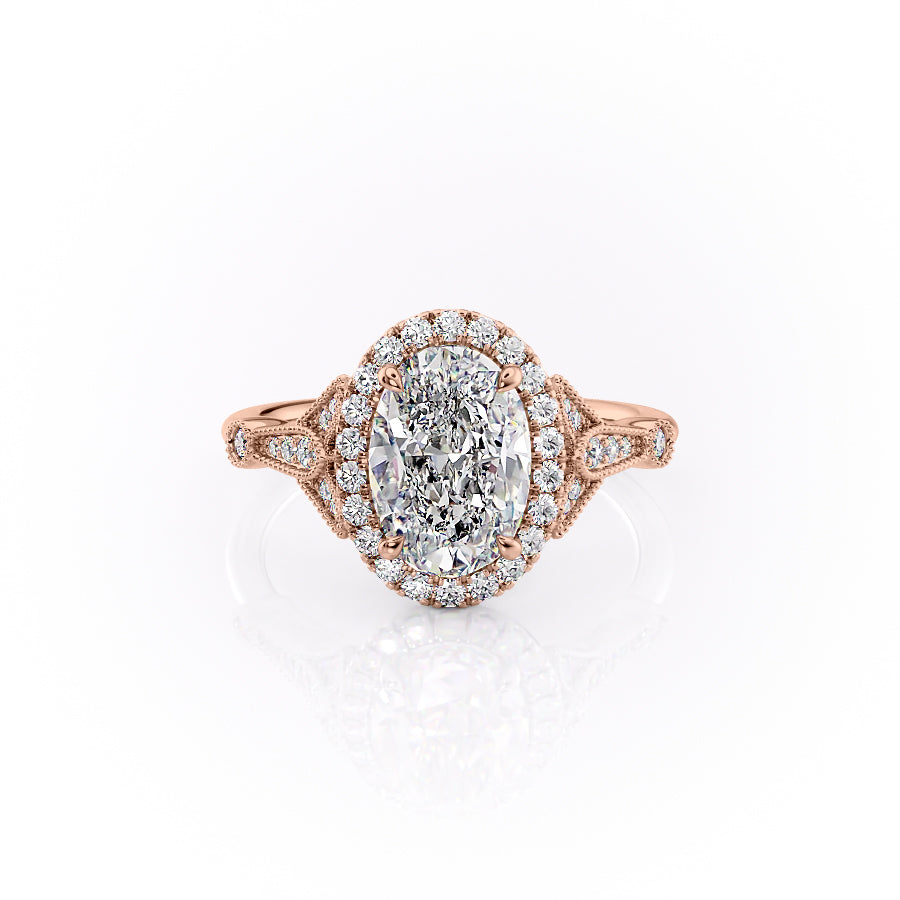 The Halo Stephanie Set With A 3 Carat Oval Lab Diamond