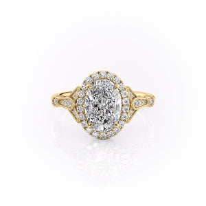 The Halo Stephanie Set With A 2.5 Carat Oval Lab Diamond