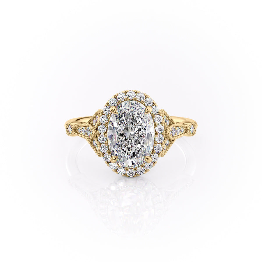 The Halo Stephanie Set With A 1 Carat Oval Lab Diamond