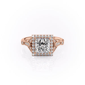 The Halo Stephanie Set With A 1.5 Carat Princess Lab Diamond