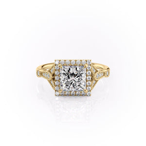 The Halo Stephanie Set With A 3.5 Carat Princess Moissanite