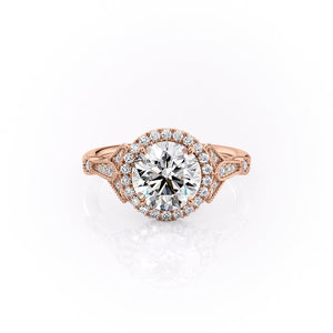 The Halo Stephanie Set With A 2.5 Carat Round Lab Diamond