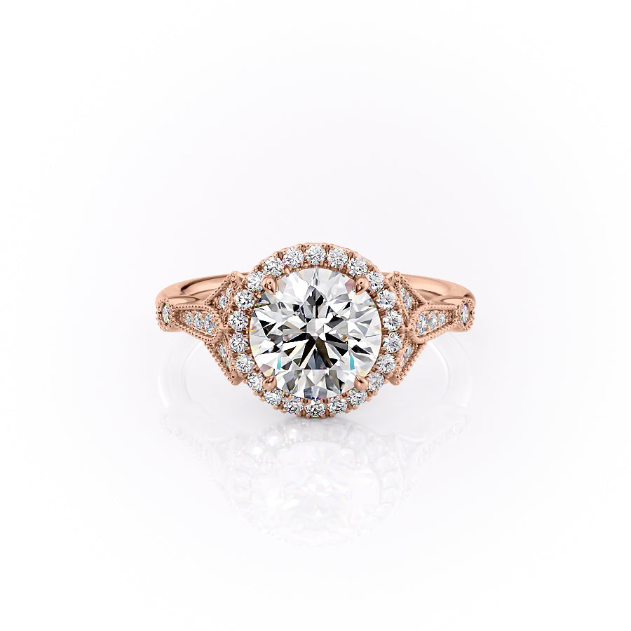 The Halo Stephanie Set With A 2 Carat Round Moissanite