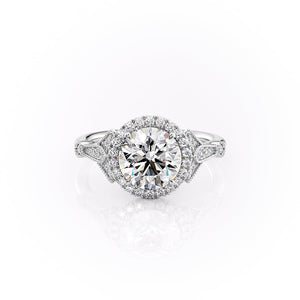 The Halo Stephanie Set With A 3.5 Carat Round Moissanite