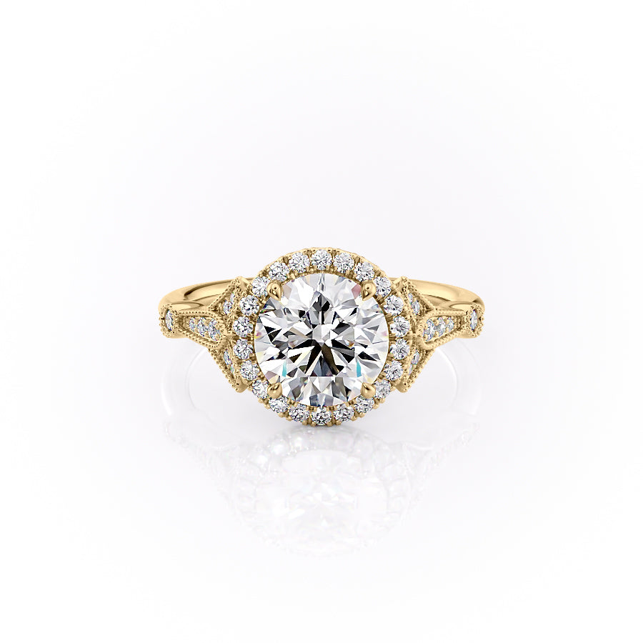 The Halo Stephanie Set With A 1 Carat Round Lab Diamond
