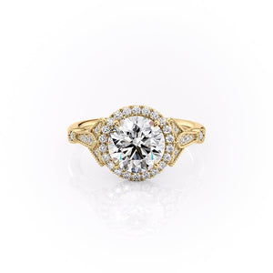 The Halo Stephanie Set With A 5 Carat Round Moissanite