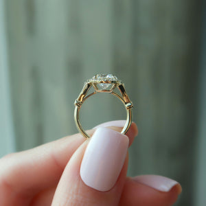 The Halo Stephanie Set With A Round Lab Diamond