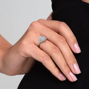 The Halo Stephanie Set With A 3 Carat Radiant Lab Diamond