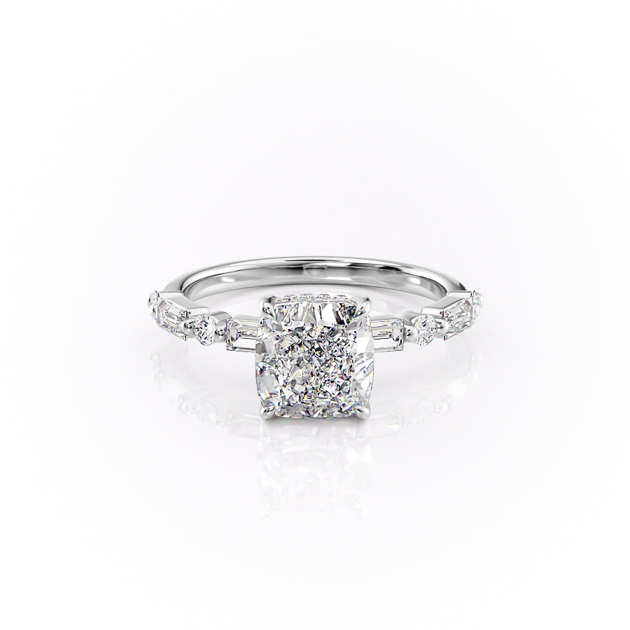 The Patricia Set With A 2.5 Carat Cushion Lab Diamond