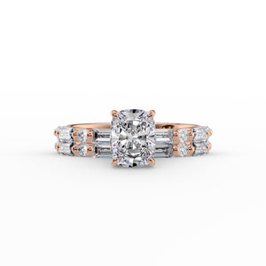 The Patricia Set With A 2.5 Carat Elongated Cushion Lab Diamond