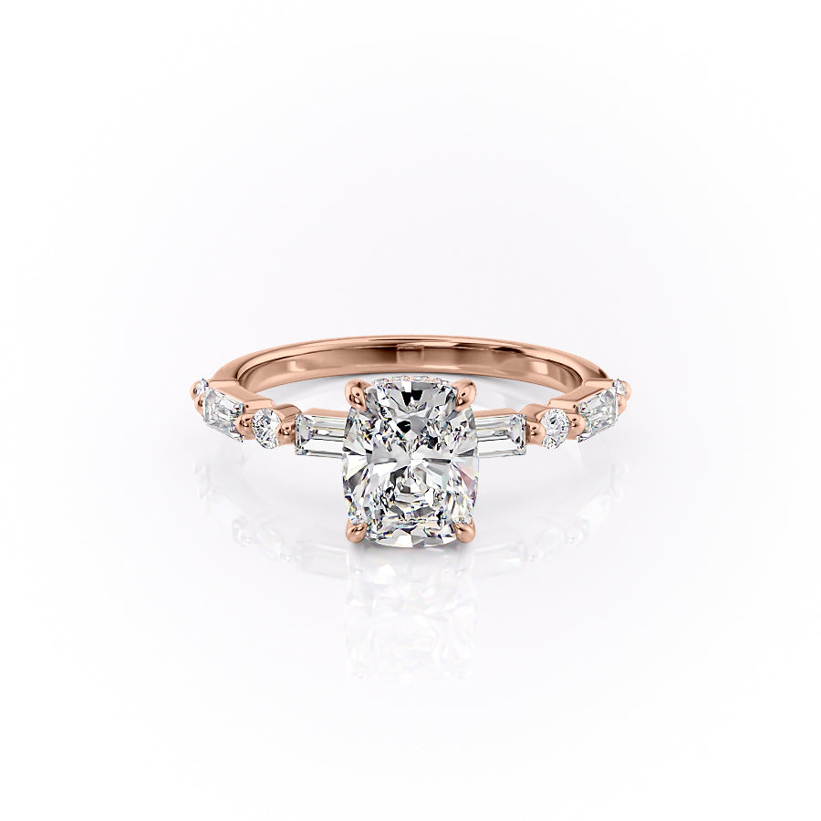 The Patricia Set With A 1 Carat Elongated Cushion Lab Diamond